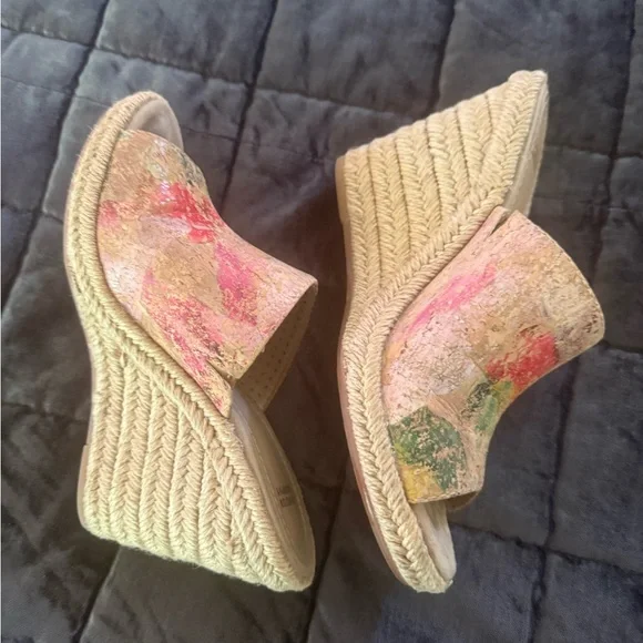 Johnston & Murphy Colorful Cork Jute Espadrille Wedges Summer Beach, Size 7 - Picture 2 of 6